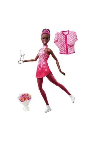 Barbie Buz Pateni Sporcusu Siyahi Bebek Hcn31