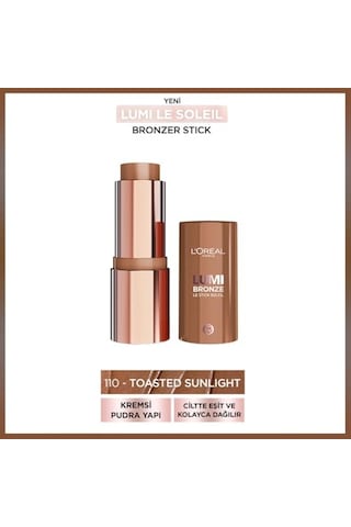 L'oreal Cosmetics Lumi Bronzlaştırıcı Stick - 110 Toasted Sunlight Bronzlaşma Çubuğu Kremden Toza, Güneşten Öpülen Işıma, Yapılabilir, Karıştırılabilir Ve Asla Kek Yapılabilir, Çubuk Soleil Diğer