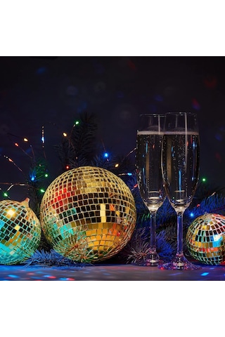 2 Li Kendinden Yapışkanlı Gold Ayna Mozaik Disco Sticker Duvar Çerçeve Eşya Dekoratif Kaplama 30x30 Altın