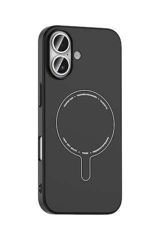iPhone Uyumlu 16 Kılıf M-safe Şarj Özellikli Kamera Korumalı Ata Elio Sert Pc Kapak - Siyah