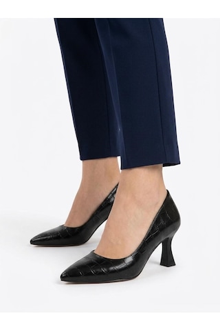 Asmi Shoes Kadın Flora Siyah Kroko 6 Cm İnce Topuklu Stiletto