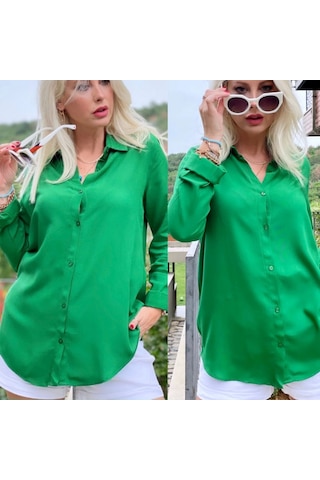Defymoda Dokuma Viskon Kumaş Efsane Gömlek Yeşil