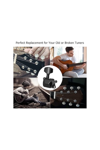 Trendooze Yüksek Performanslı 6 Saplı Elektro Gitar Akort Anahtarı, Siyah, Pratik Kurulum