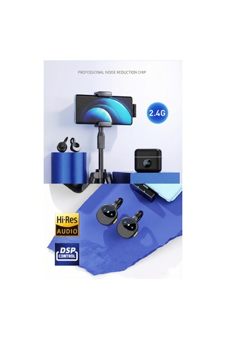 Kablosuz Mini Yaka Mikrofonu Çiftli Set Type-c & İphone Uyumlu Siyah Siyah