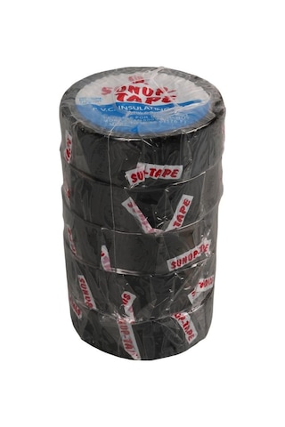 Sunup Sn-27918 Siyah 0.13x18 Mm İzole Pvc Elektrikçi Bant 5 Li Paket İzola Band Elektrik Bantı