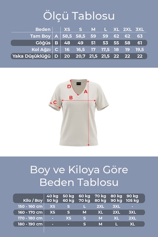 Goffra Kadın Vision V Yaka Premium Kalite Yoğun Dokulu Pamuklu T-shirt Krem W102-r0220-02