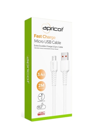 Apricot APC-A230M Micro USB 2 M 2A Şarj ve Data Kablosu