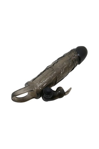 Odins Shop 3.5 CM Uzatmalı Titreşimli Klitoris Uyarıcılı Zenci Penis Kılıfı