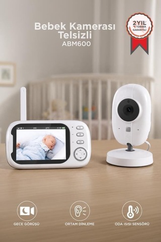 Özel Seri Ekran Gözlem Yatak Bebek Kamerası Telsiz Monitörlü Abm600 Beyaz