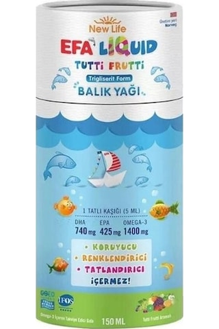 Newlife Efa Liquid Tutti Fruitti Aromalı Balık Yağı Likit 150 ML