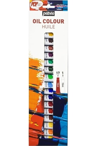 Pebeo Pop Art Yağlı Boya Seti 17x10ml + 15ml Beyaz 669610 Karışık Set