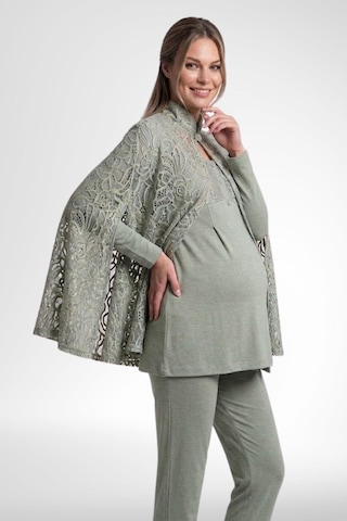Mecit Pijama Mecit 6402 Elegant Yeşil Dantel Pelerinli Lohusa Pijama Takımı