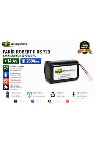 Bataryabank Fakir Robert II RS 720 Uyumlu Şarj Edilebilir Süpürge Pili 14.4v 2600mah Li-ion Batarya