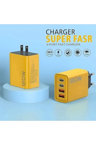 Zyzqstore 120w Hızlı Şarj Cihazı 4-portlu Cep Telefonu Duvar Adaptörü, Yüksek Güçlü Şarj Sistemi