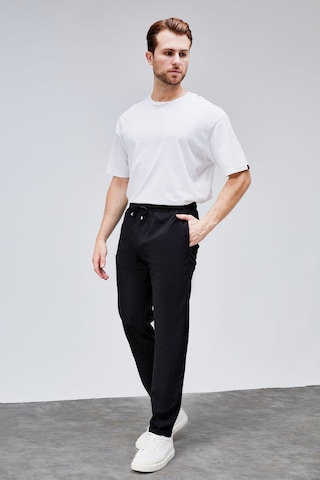 HLT Jeans Erkek Siyah Relaxed Fit Yandan Cepli Beli Lastikli Bağcıklı Duble Paça Jogger Pantolon Bolt-1996 Siyah
