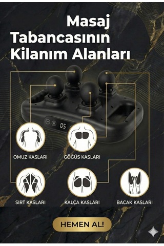 4 Başlıklı Masaj Tabancası - Ergonomik Derin Doku Sırt Ve Boyun Masaj Aleti Ağrı Ve Sızı Giderici Beyaz