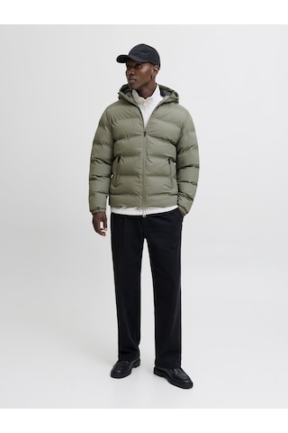 Jack & Jones Jjelements Suni Deri Görünümlü Şişme Mont 12279239 Yeşil