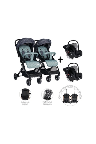 Lorelli Fiorano Kabin Set İkiz Bebek Arabası - Trooper