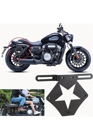 Xuweiwei Black- Metal Yan Çanta Braketi Dayanıklı Metal Ayarlanabilir Motosiklet Aksesuarları Yıldız Desen