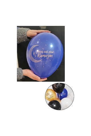 6 Adet Hoşgeldin Ramazan Baskılı Renki Balon Ramazan Dekor Süsleri