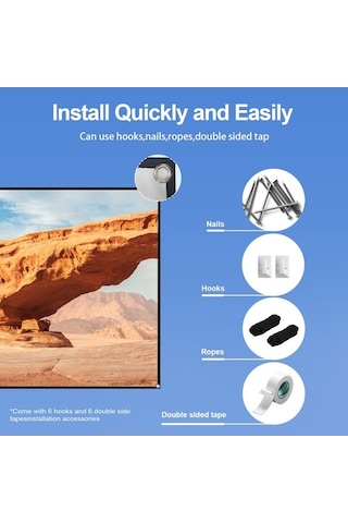 Didadodo Ve Taşınabilir Sineması Projeksiyon Perdesi, Ofis Monte Katlanabilir Jzr-gy İnç Hd Hava Ev Duvara Dayanıklı Açık 80 16:9 Wi