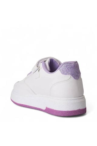 Zacoz Labubu Baskılı Simli Kız Çocuk Spor Ayakkabısı, Sneaker Beyaz - Lila