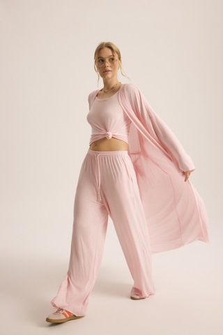 Mai Studios Co. Raina Pembe Kimono Basic Üçlü Takım Pembe