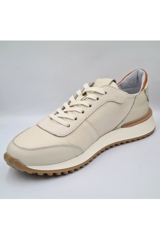 Libero 5144 Kemik Renk Hakiki Deri Erkek Günlük Casual Sneaker Kemik