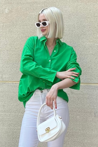 Madmext Mad Girls Yeşil Oversize Gömlek Mg1369-yeşil Yeşil