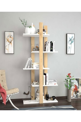 Bright Kitaplık Safirmeşe Beyaz