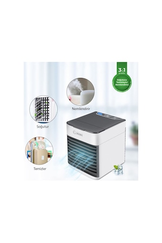 Kiwi Kfan-7613 3'ü 1 Arada Portatif Led Işıklı İyonizer Hava Soğutucu Nemlendirici Ve Temizleyici