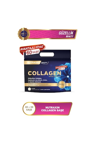 Collagen 60 Saşe 10.000 Mg Tip 1 Tip 3 Ananas Aromalı Avantajlı Çanta Set 60 Günlük Kullanım