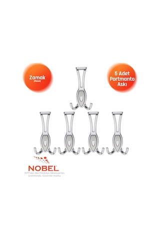 Zepli N Portmanto Askısı, Metal Vestiyer Askısı, Açik Krom Matkrom, Duvar Ve Dolap Askılığı 5'li Set Vidalı