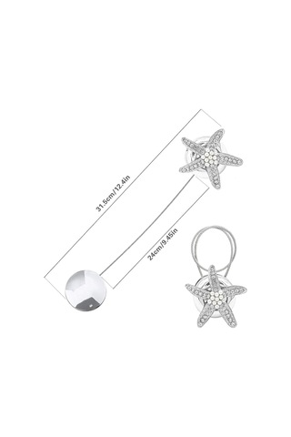 Perde Bağları Kristal Perde Askısı Gümüş Manyetik Perde Tokası Askı Askısı Deniz Yıldızı Dekoratif Perde Askı Kancaları Perdeler İçin, 1 Çift Diğer