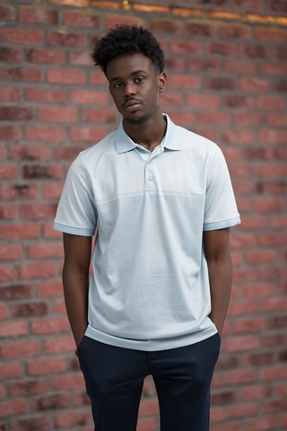 Advante Regular Fit Likralı Pano Desenli Polo Yaka T-shirt Buz Mavisi