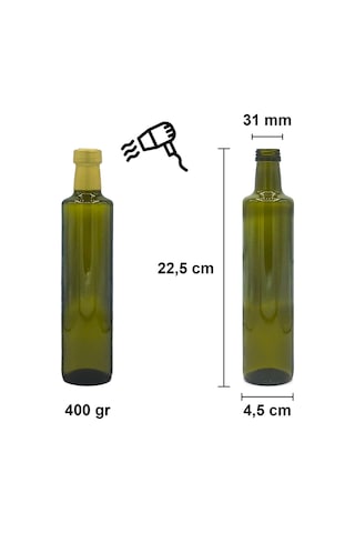 Afracam Dorika Yeşil 500 ML Cam Şişe Kapak Kapüşon 30 Adet