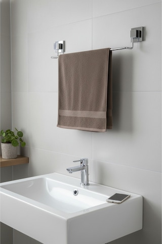 Tekno Tel Ef-260 Krom Uzun Havluluk Yapışkanlı/vidalı Deliksiz Metal Banyo Havlu Barı Krom
