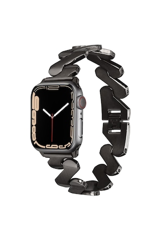 Watch 44mm Kordon Uyumlu Krd-80 Metal Strap Kayış Clo- Siyah