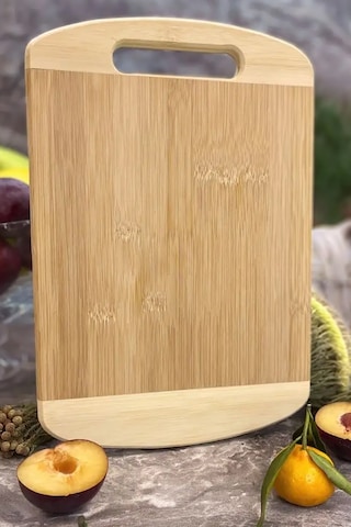 Bambu Oval Kenarlı Büyük Boy Kesim Panosu - Bambu Kesim Tahtası 24 X 34 Cm Kesme Tahtası Kahverengi
