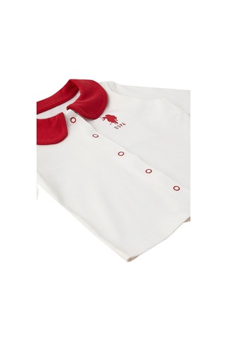 U.S. Polo Assn. Ekru Çırçıtlı Kalp Desenli Bebek 3lü Takım Vanilya