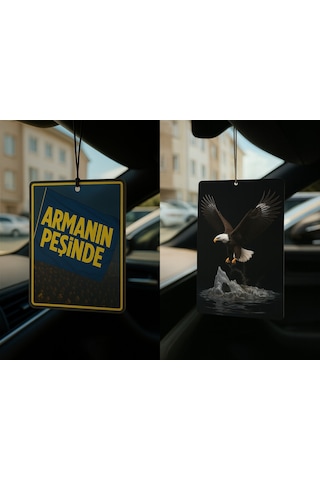 Sarı Lacivert Armanın Peşinde Ve Kartal - İkili Oto Kokusu - Dekoratif Araç Kokusu Ve Aksesuarı