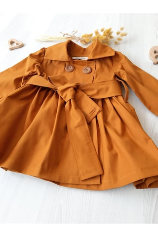 Nursu Baby Gül Kurusu Kız Bebek Trençkot-Taba