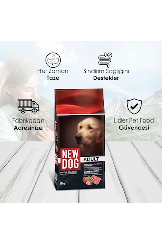 Newdog Kuzu Etli Pirinçli Yetişkin Köpek Maması 15 KG
