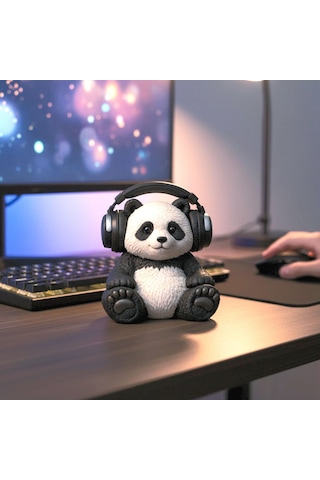Happy3dworld Panda Figürlü Kulaklık Standı, 3d Baskı Gaming Masaüstü Aksesuarı