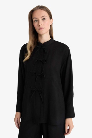 Defacto Regular Fit Krinkıl Kumaş Uzun Kollu Tunik F9919ax25aubk81 Siyah
