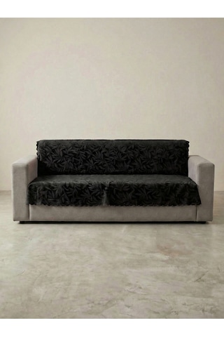 Sofline Kaymaz Tabanlı Tay Tüyü Çekyat, Koltuk, Kanepe Örtüsü 175x210cm Siyah