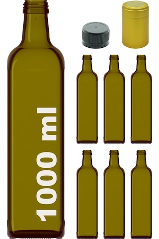 Afracam Maraska Yeşil 1000 ML Kilitli Kapaklı ve Kapüşonlu Boş Cam Şişe 6 Adet