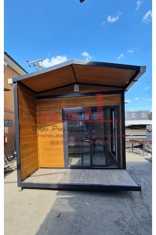 21M² Ahşap Desenli Betopanlı Çatı+Verandalı Modern Ev Konteyner
