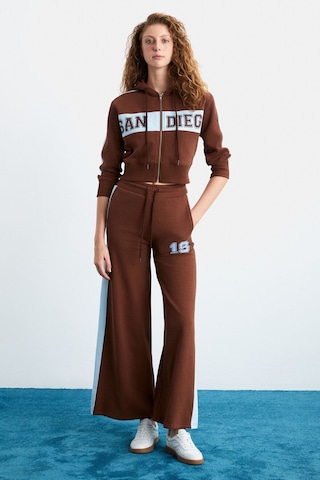 GRIMELANGE Morıah Kadın Kapüşonlu Geniş Paça Kahverengi Alt-üst Takım Kahverengi