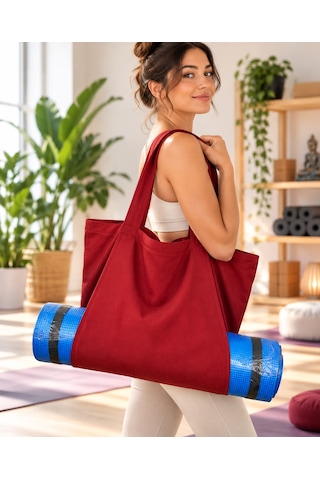 Mat Taşıma Çantası Yoga Fitness Silindir Antrenman Çantası - Çantalı Fermuarlı Mat Taşıma Çantası Kırmızı